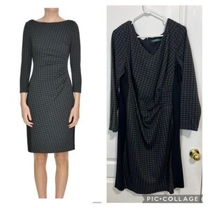 LAUREN RALPH LAUREN Hound's tooth print sheat dress size 16W
